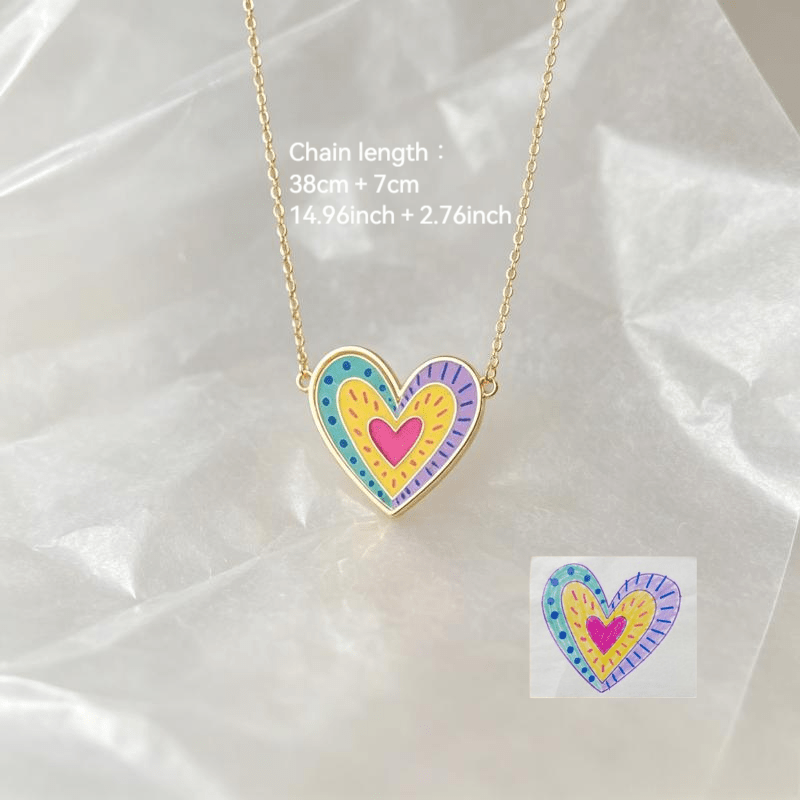 Custom Painted Pattern Pendant Necklace — 304 Stainless Steel